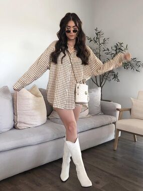 Gingham Over-sized Button Up Shirt